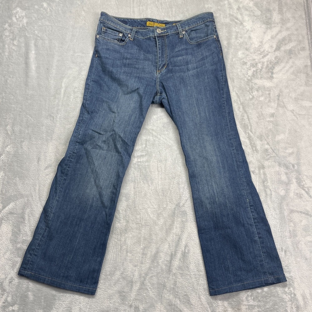 Seven7 Jeans Womens 14 (34x29) Blue Premium Denim Stretch Flared Leg Streetwear